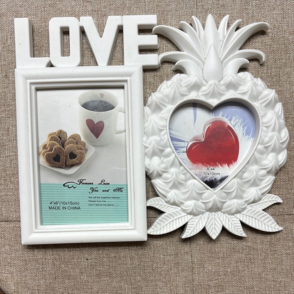 Elegant White Love and Pineapple Frame